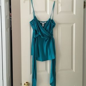 Diane Von Furstenburg turquoise silk tie back cami